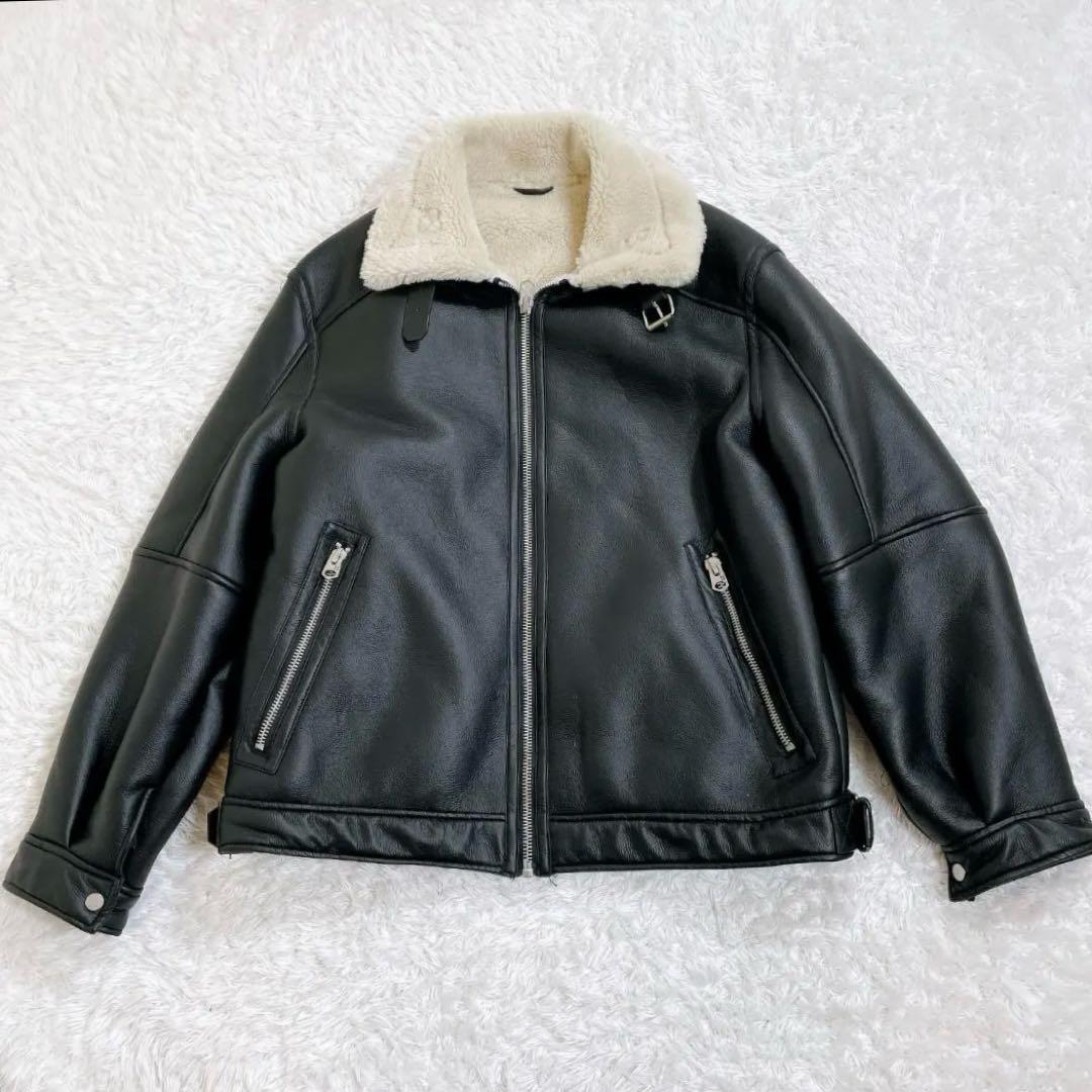 【美品】 ZARA 裏ボア フェイクレザー フライトジャケット B-3