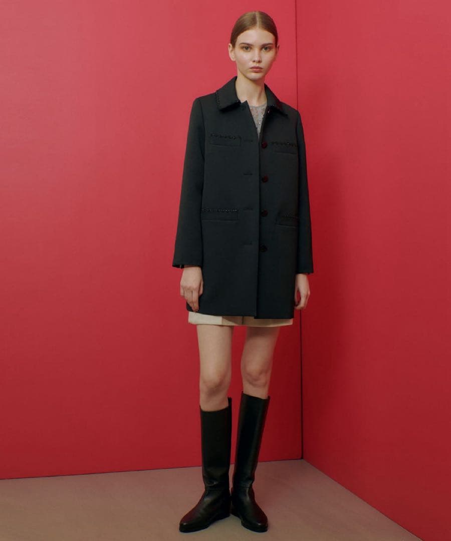 ルルウィルビー　トリプルクロスステンカラーコート　ブラック　アルアバイル