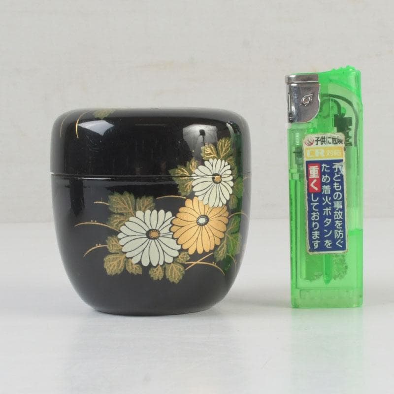 茶道具　輪島塗　柳山作　花草蒔絵　棗　箱付　V　9863