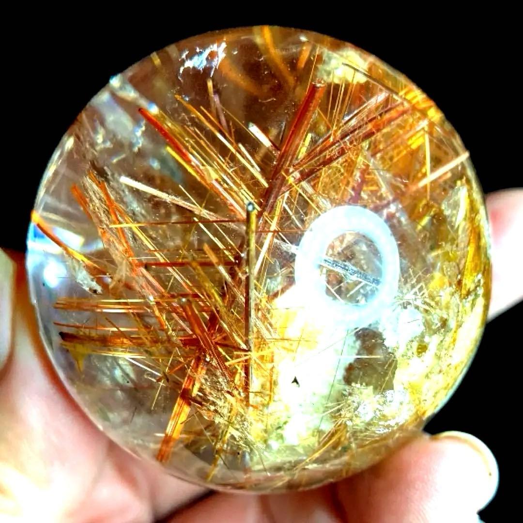 TAKU　50mm ゴールドタイチンルチルクォーツ　丸玉　スフィア