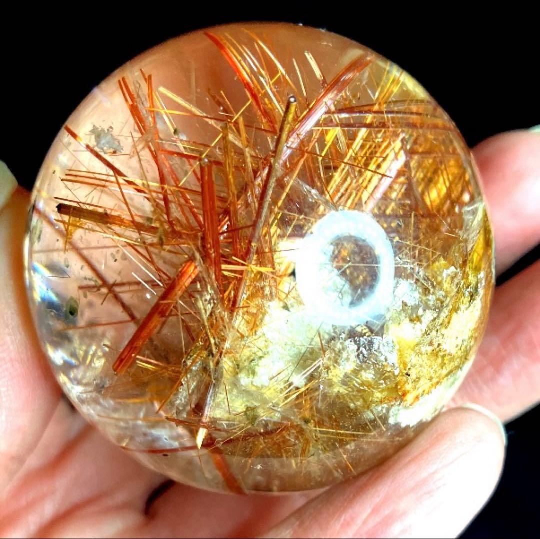 TAKU　50mm ゴールドタイチンルチルクォーツ　丸玉　スフィア