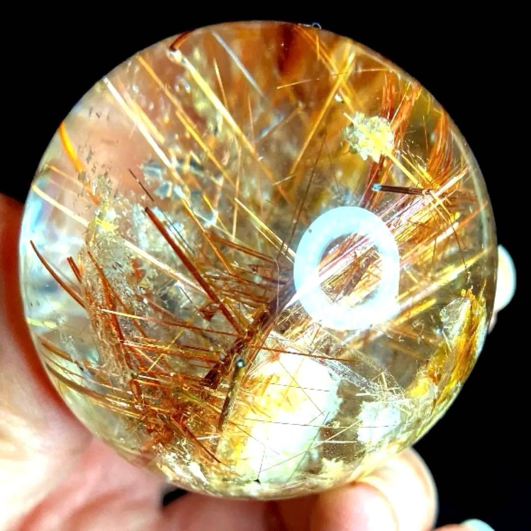 TAKU　50mm ゴールドタイチンルチルクォーツ　丸玉　スフィア