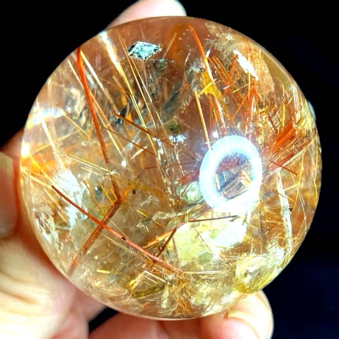 TAKU　50mm ゴールドタイチンルチルクォーツ　丸玉　スフィア