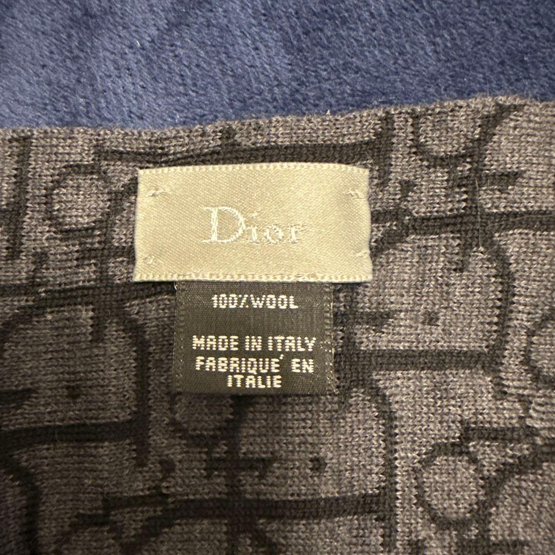 Dior ロゴパターン マフラー 100%ウール グレー