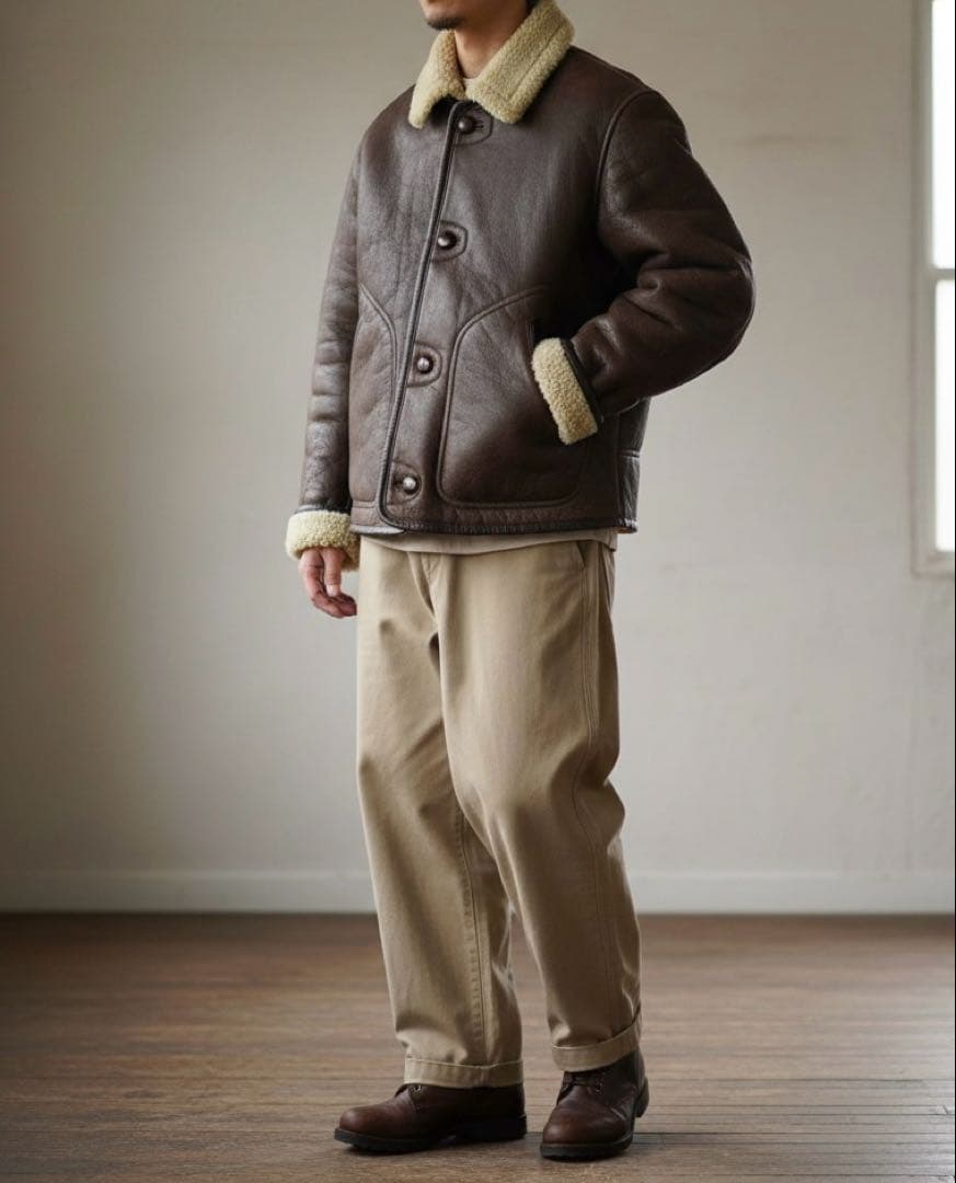 OUR PRIDE シープスキン リアルムートン B-3 レザージャケット 短丈