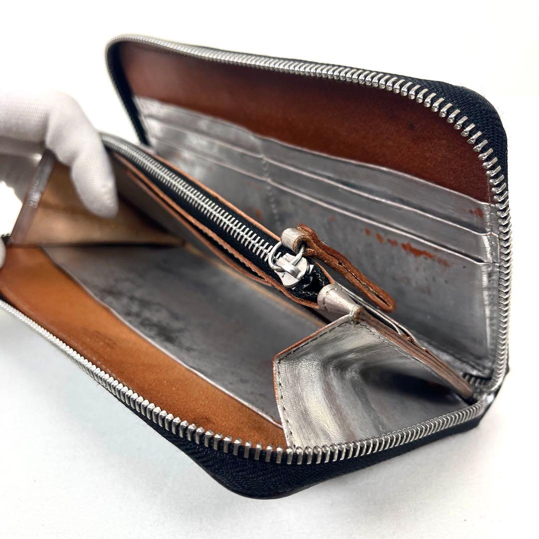 ポーター　長財布　ラウンドファスナー　フィルム　フォイル　オールレザー　ブラック