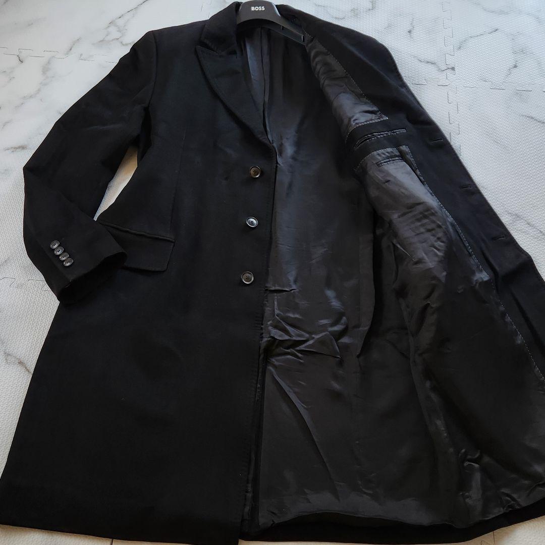 幻のXXXXL✨HUGO BOSS チェスターコート コロンボ カシミヤ 黒
