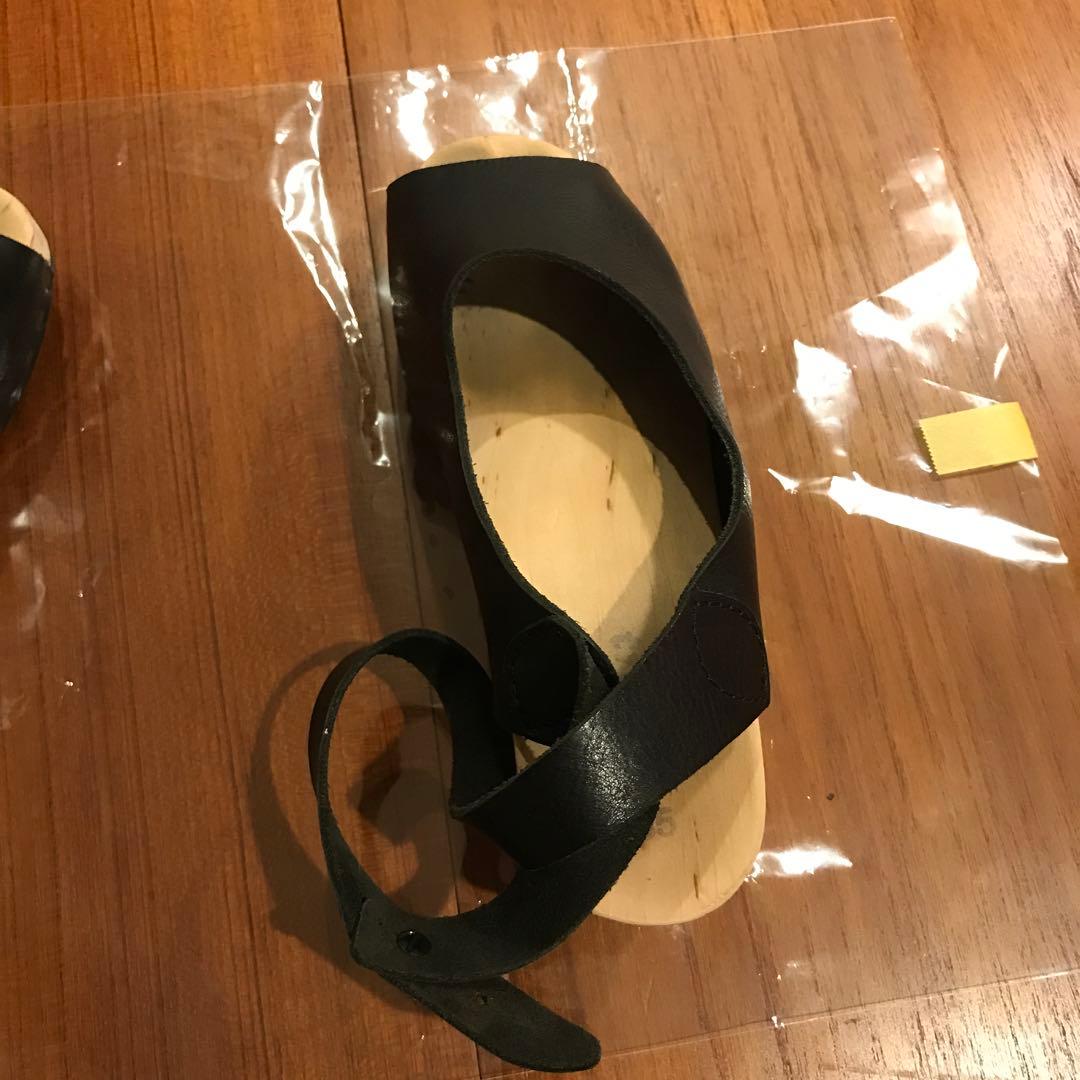 再値下げ　trippen アンクルベルト　ウッドウェッジソール　レザーサンダル