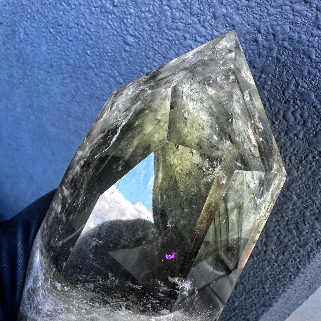 【開運 魔除】巨大❗️ファントムレインボー煙水晶スモーキーシトリン六角柱A1187