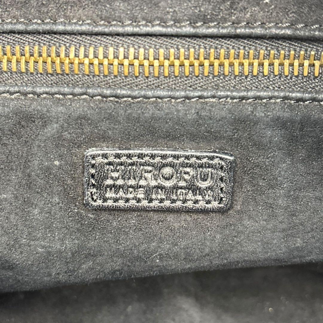 美品◎ヒロフ パフータ A4可 肩かけ可 トートバッグ ハンドバッグ シボ革 黒