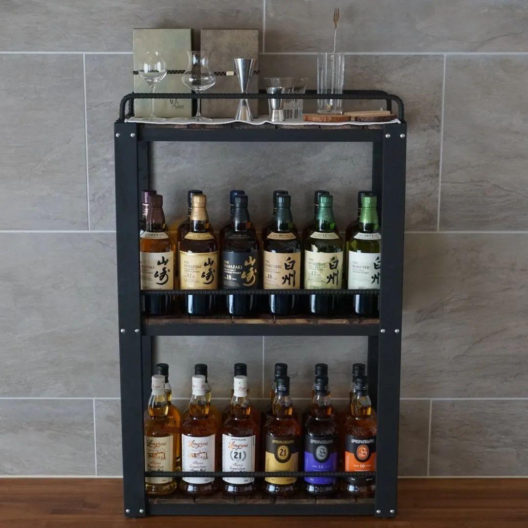 ウィスキーラック　男前インテリア　棚　インダストリアル　収納　お酒　多肉 915