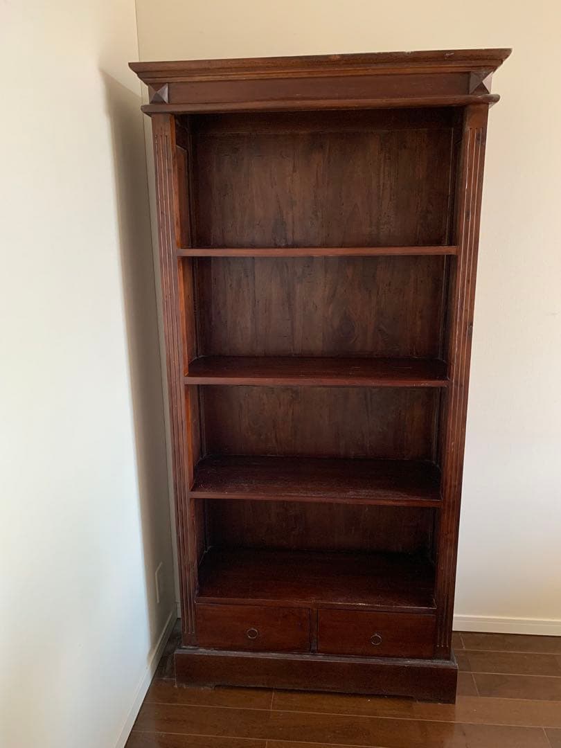 B-company アジアン家具 本棚 シェルフ 収納棚（引き出し付き）