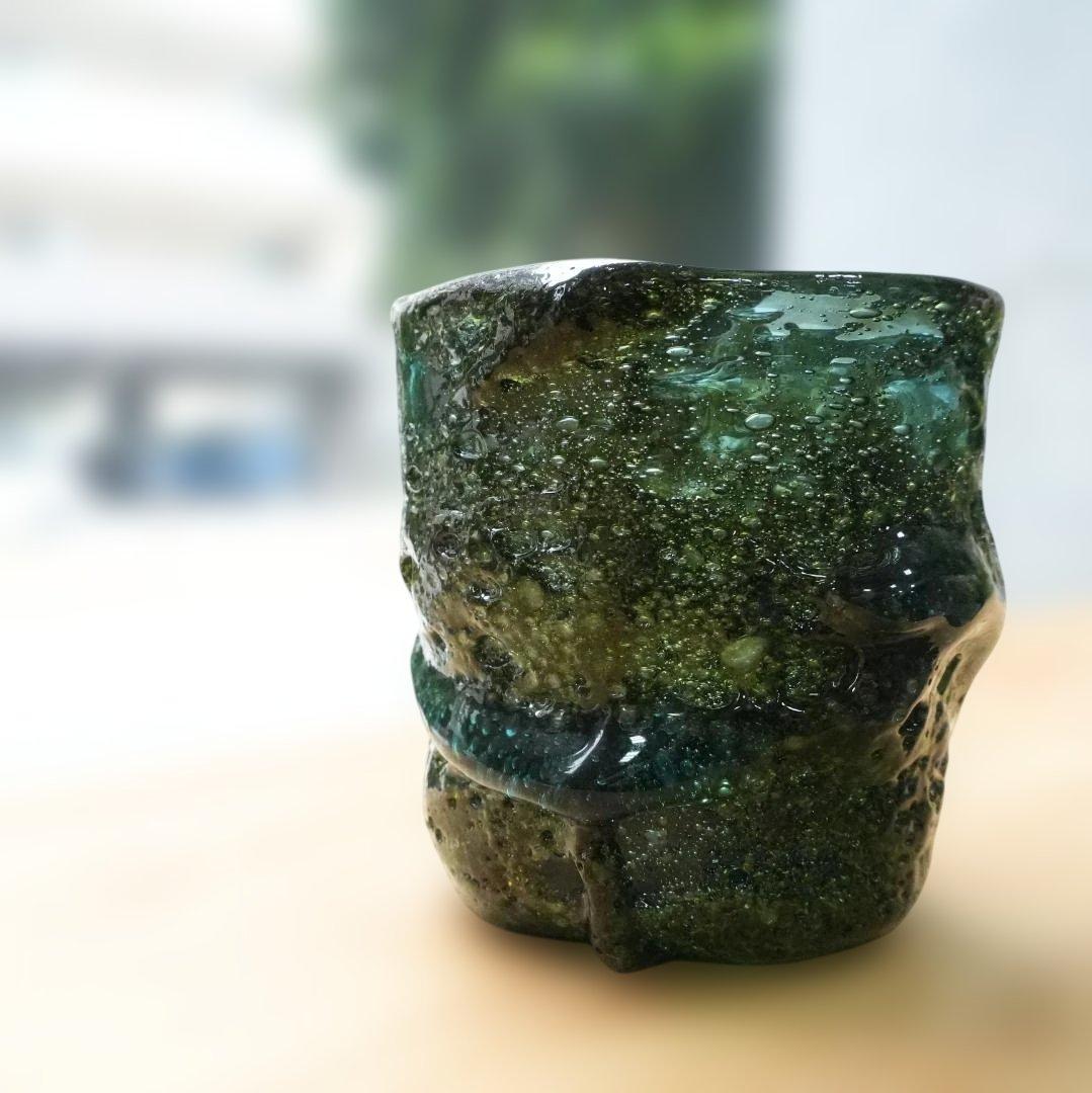 稲嶺 盛一郎 作　雲流茶泡波巻グラス スカイ