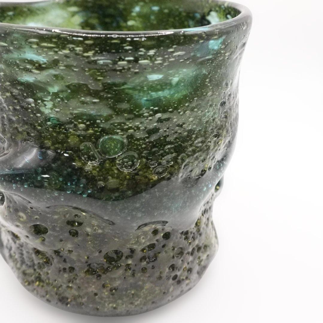 稲嶺 盛一郎 作　雲流茶泡波巻グラス スカイ