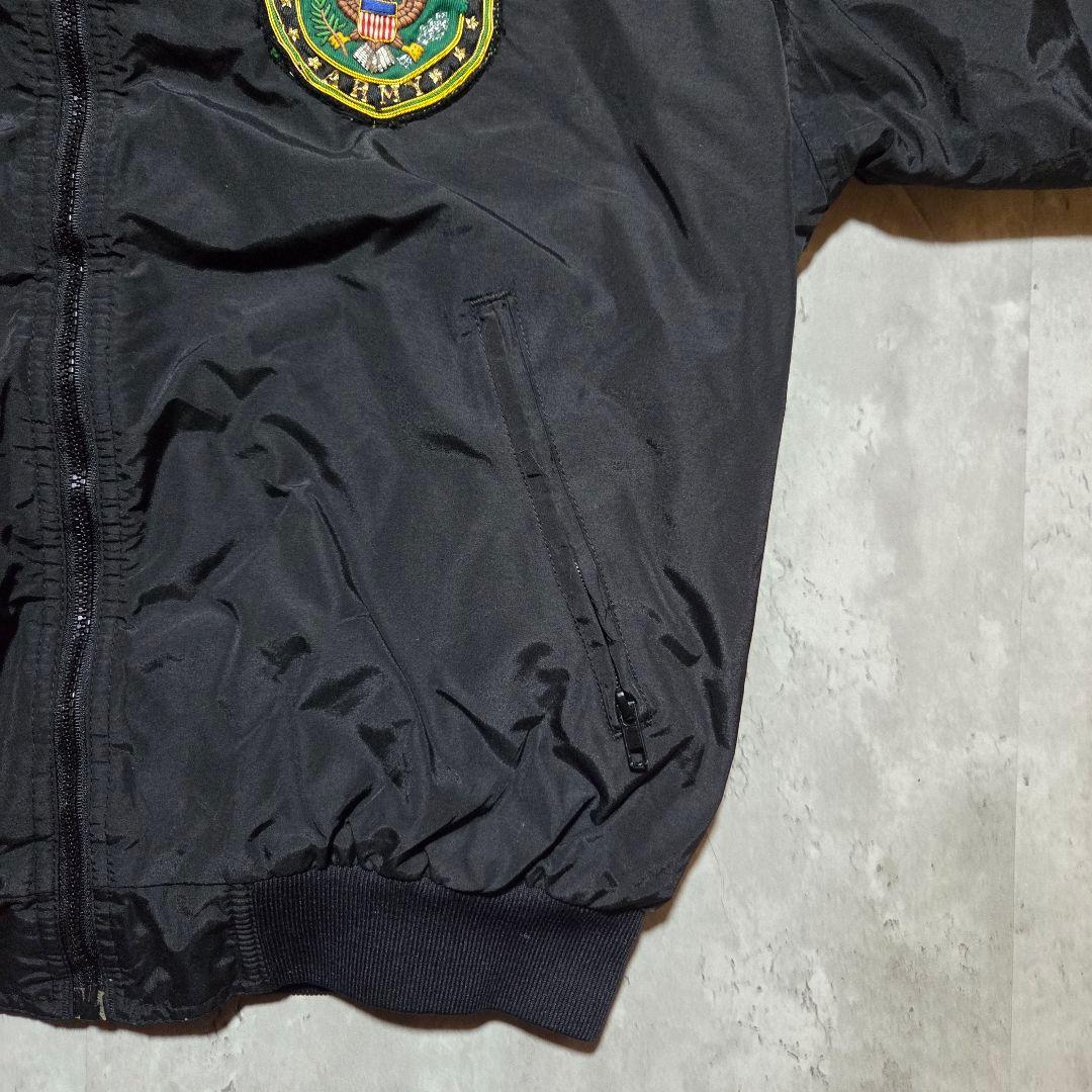 古着90sHollowayブラックウォームアップジャケット星条旗USA黒Army