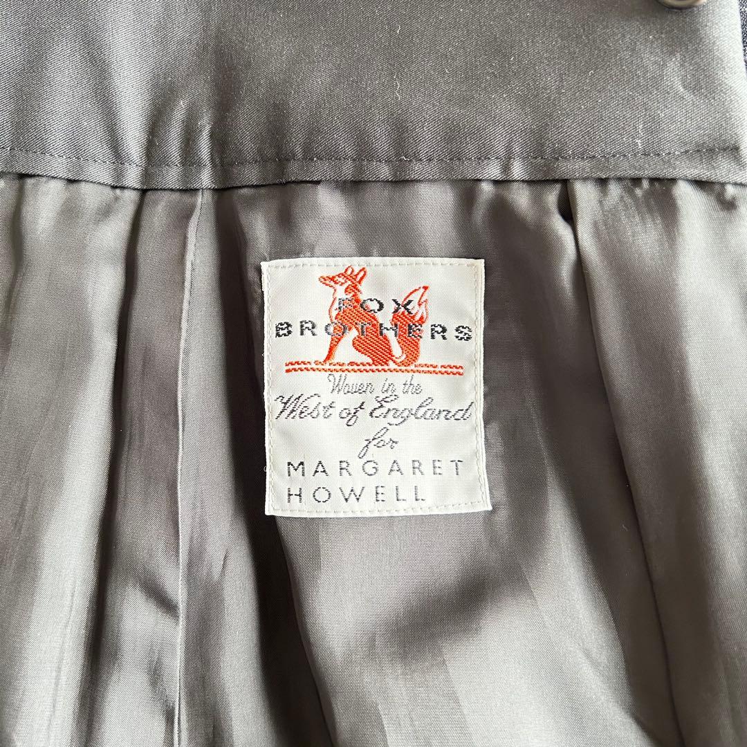 マーガレットハウエル　フォックスブラザーズ　スカート　ストライプ　紺　M