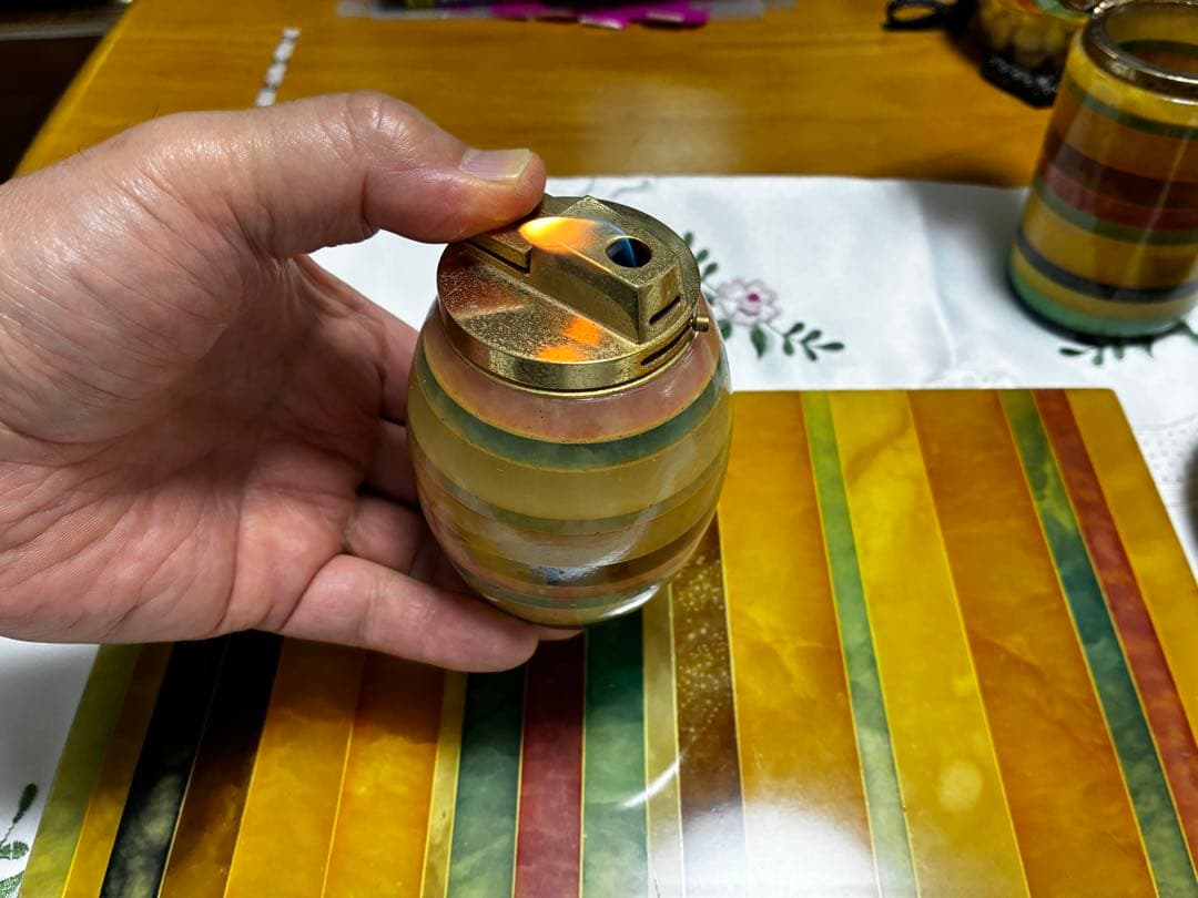 大理石イタリア製マルチカラー 置き型灰皿セット