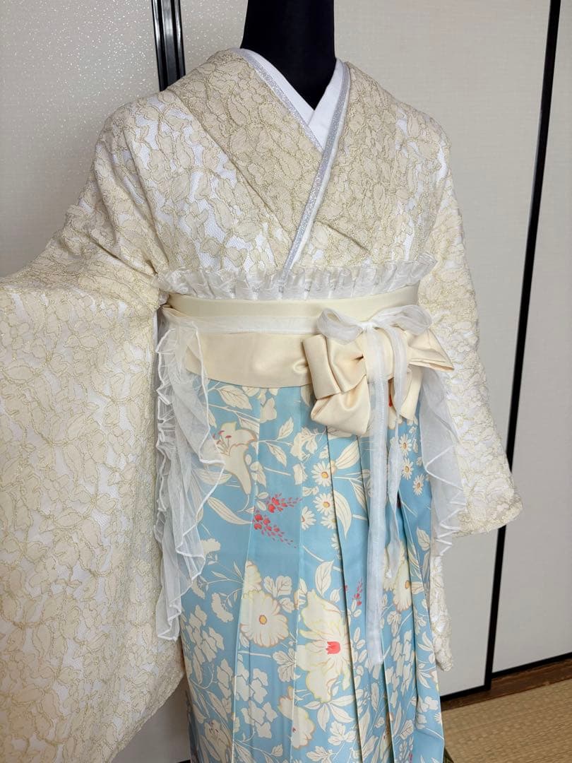 (セール中)卒業袴 二尺袖 袴 フルセット レース フリル 襦袢 草履 バッグ