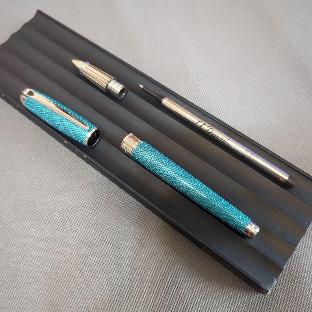 STデュポン「ラインD　ギヨシェアンダーラッカー　アクアマリン」ローラーボール