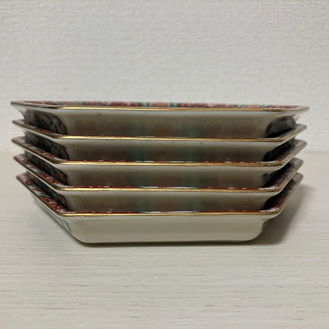 美品 林九郎窯 波佐見焼 六角小皿 5枚セット