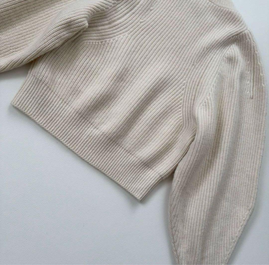 2022AW エンフォルド　ニット　バルーンスリーブ　リブ　変形　白　M