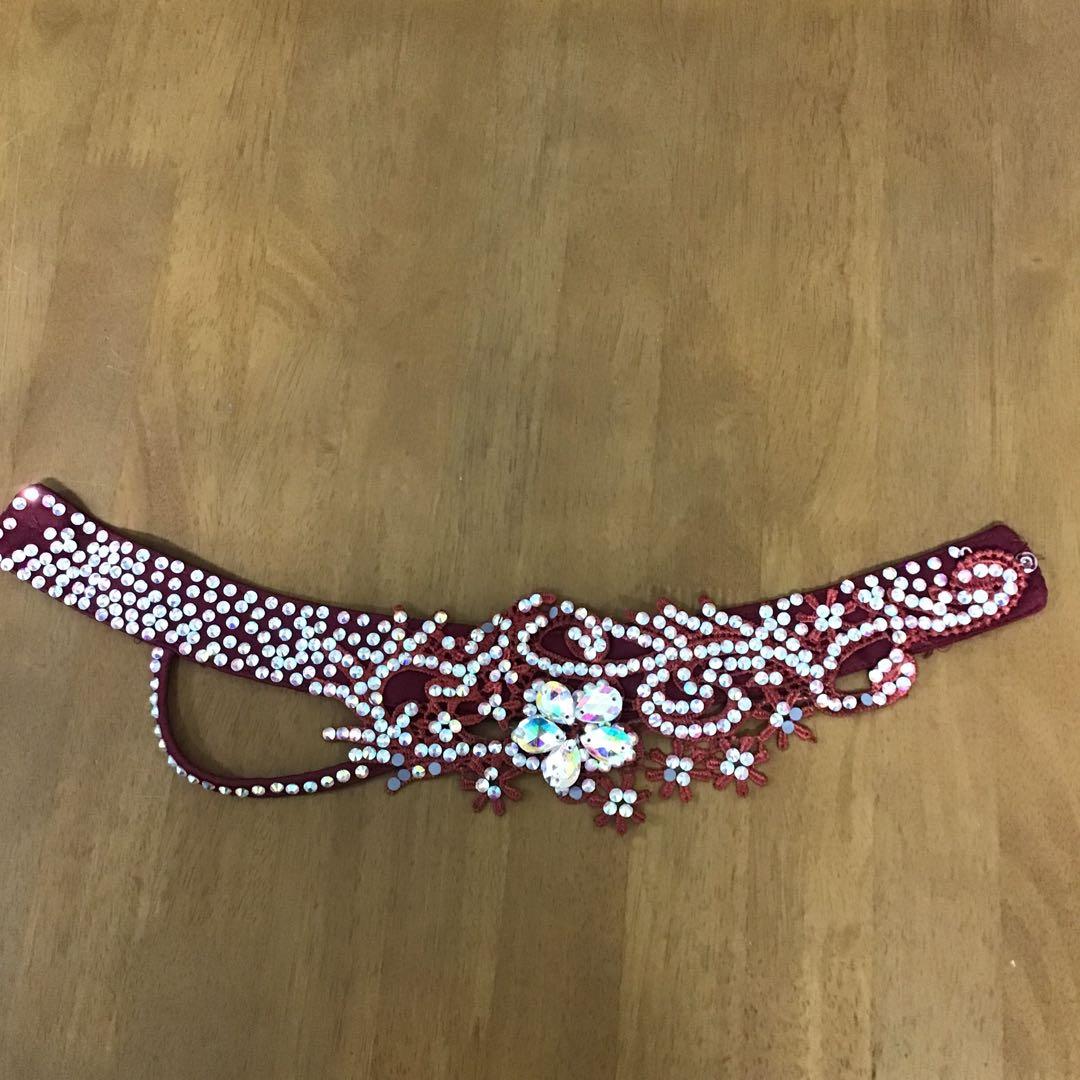 社交ダンス　ドレス　VeRtigo ドレス　えんじ色　グラデーションスカート