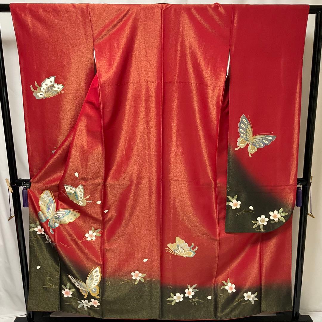 専用C983正絹　振袖　金通し　蝶々　金箔　着物