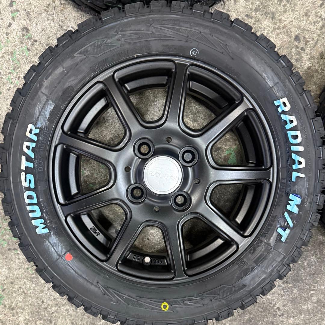 新品タイヤ！ホワイトレター 155/65R13 ホイールセット マッドスター