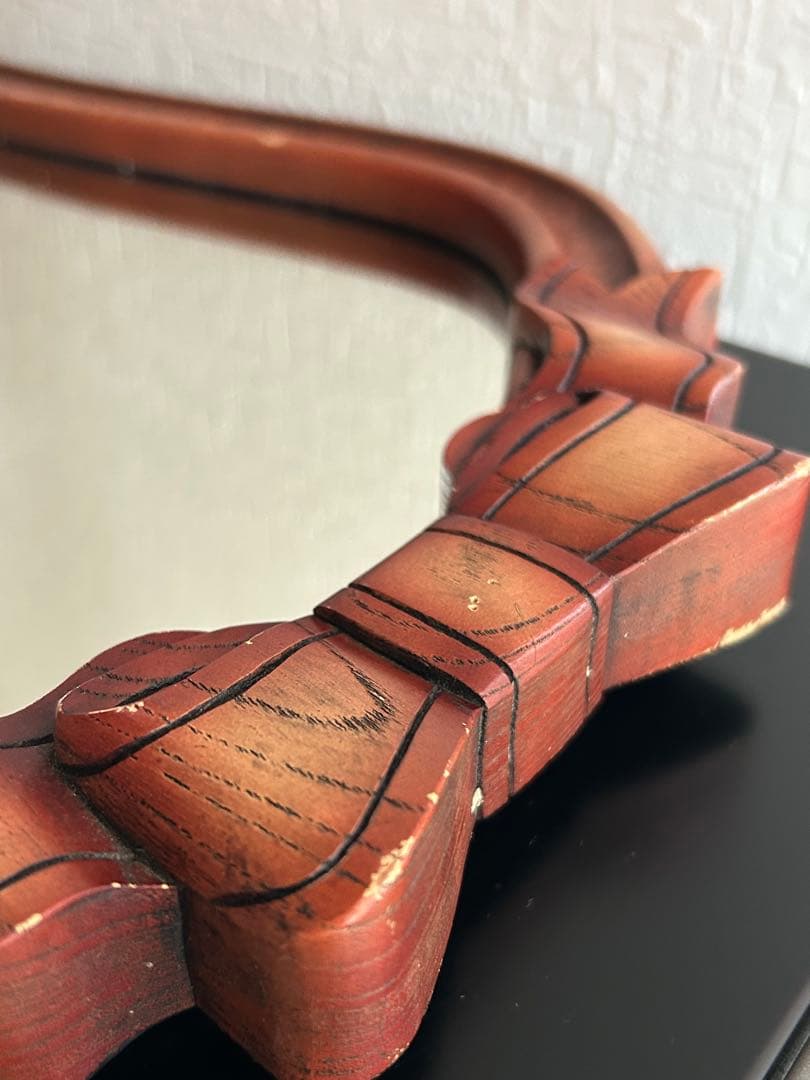 アンティーク　ニッカ　壁掛け鏡　リボン　ウォールミラー　昭和レトロ　ビンテージ