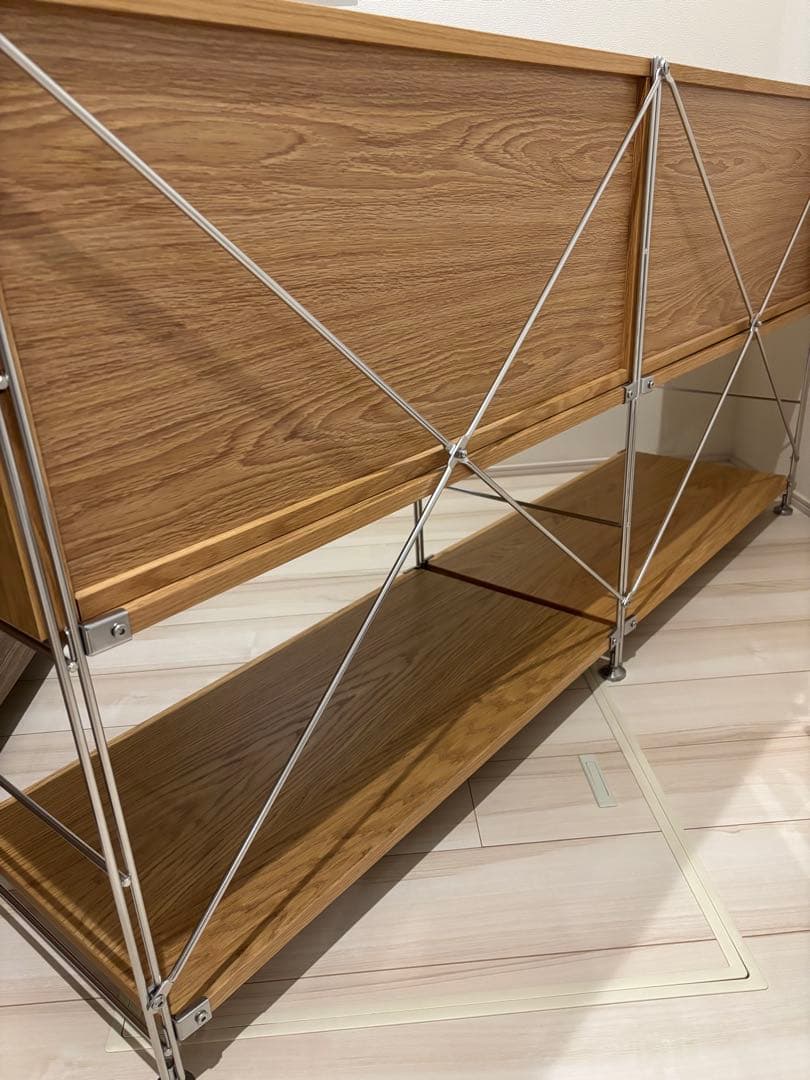 無印良品　ステンレスユニットシェルフ　オーク材