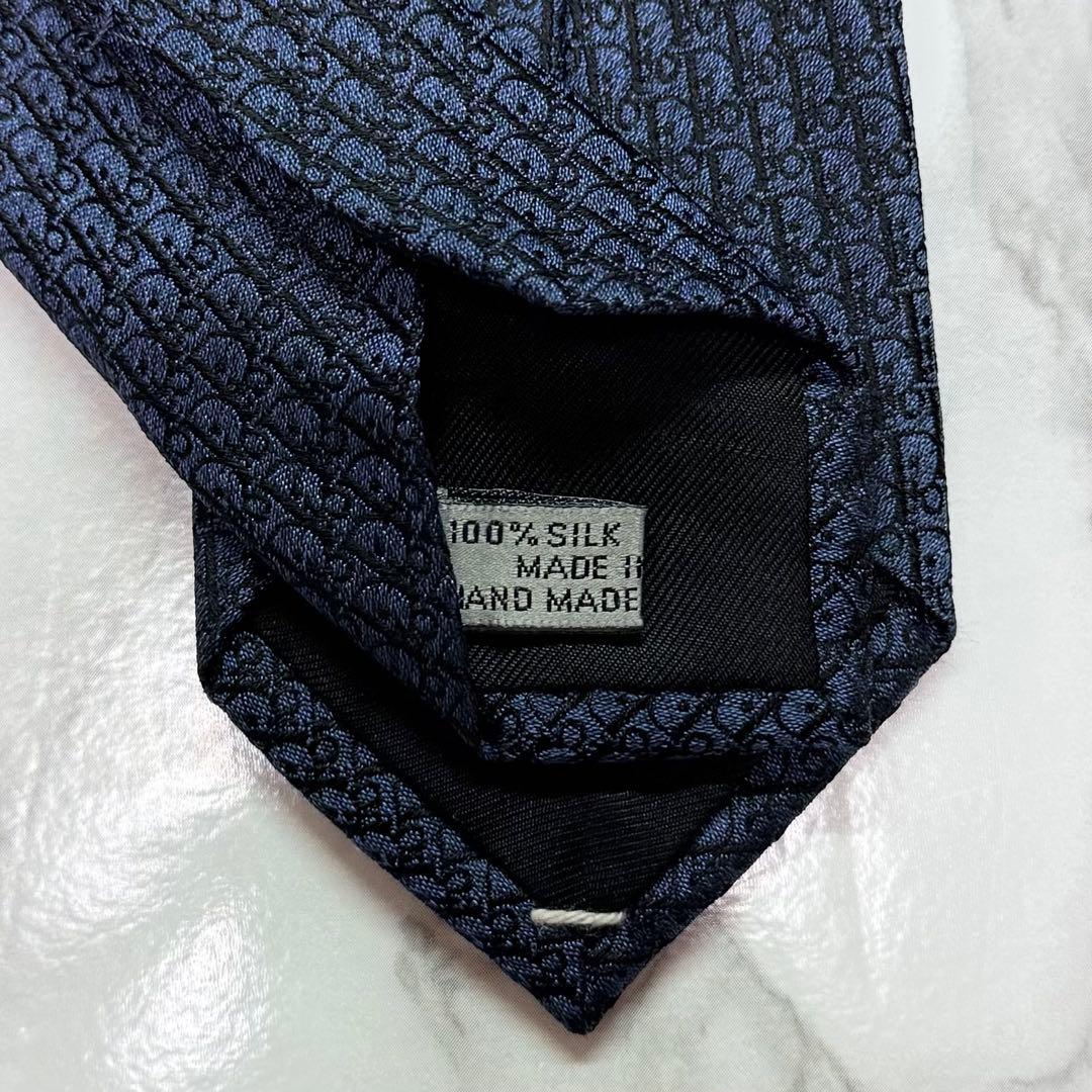 ✨極美品✨ 現行 DIOR ネクタイ シルク100% オブリーク ネイビー ツヤ
