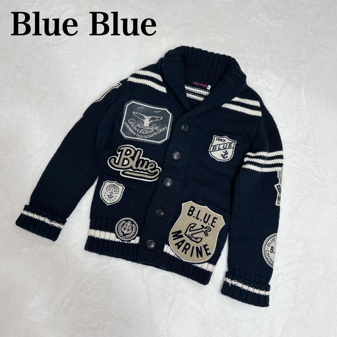Blue Blue レタードカーディガン Mサイズ ワッペン