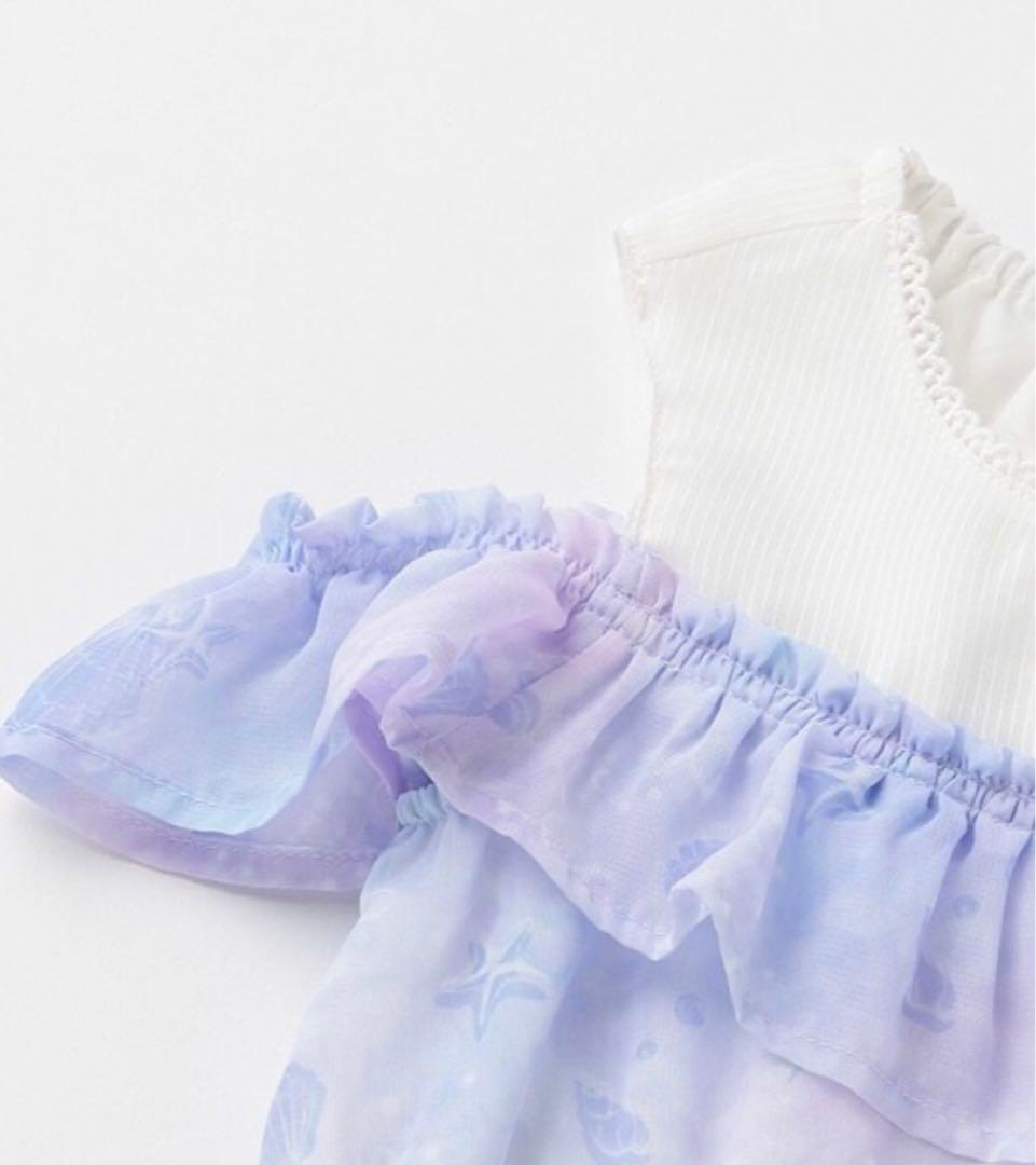 美品 メゾピアノ mezzo piano シェルワンピース ラベンダー 140