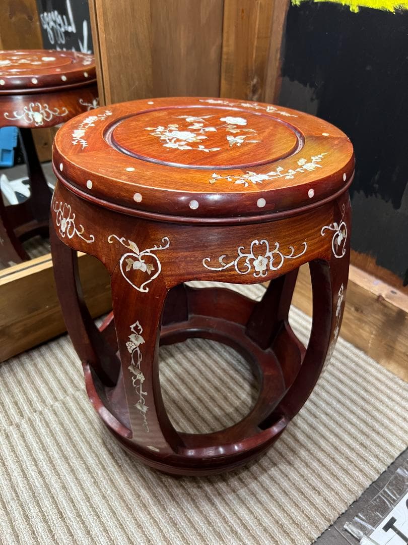※スツール 花台 螺鈿象嵌細工 ①