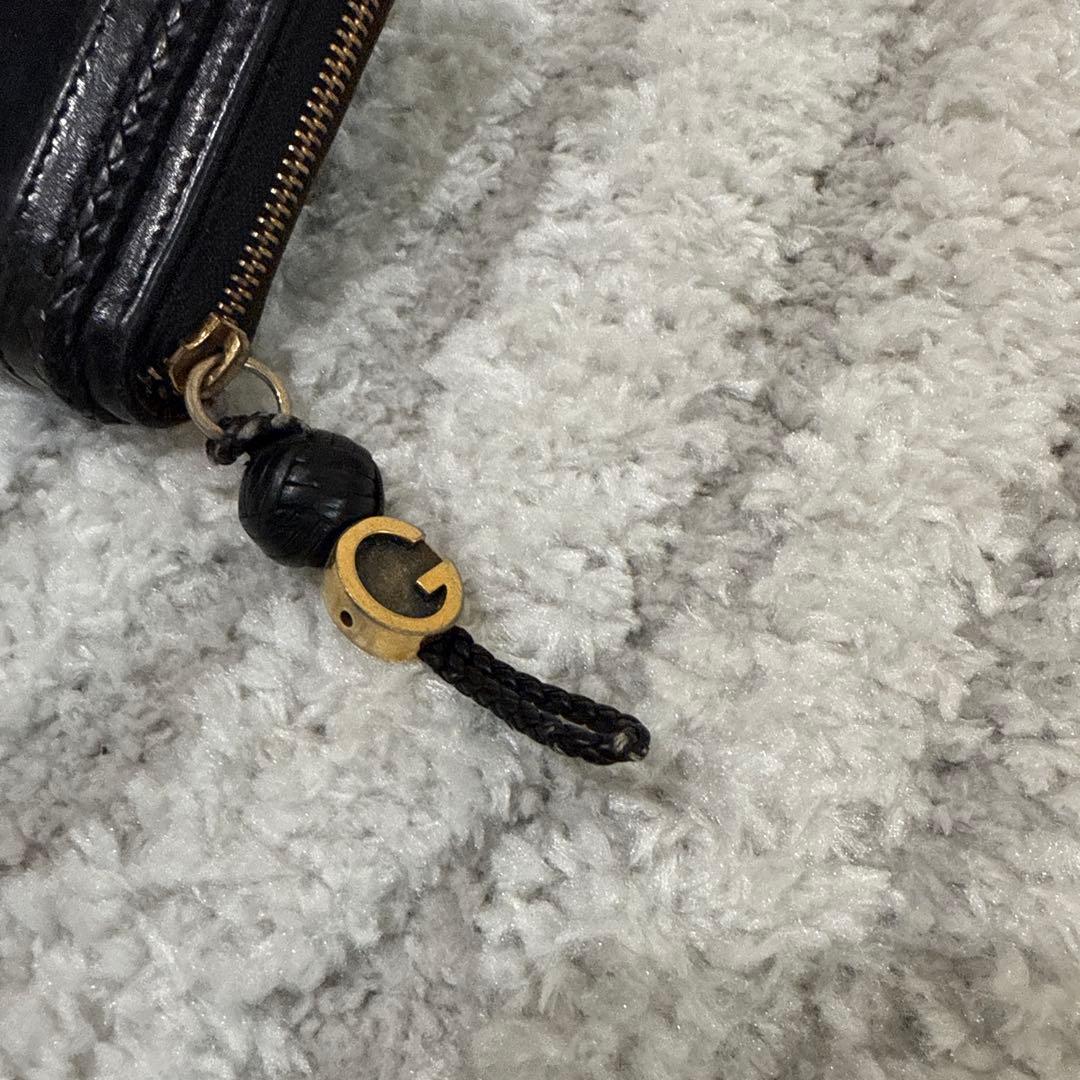 GUCCI グッチ 編み込みデザイン ブラック長財布
