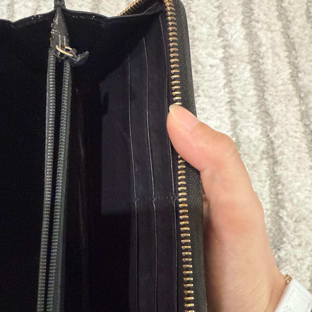 GUCCI グッチ 編み込みデザイン ブラック長財布