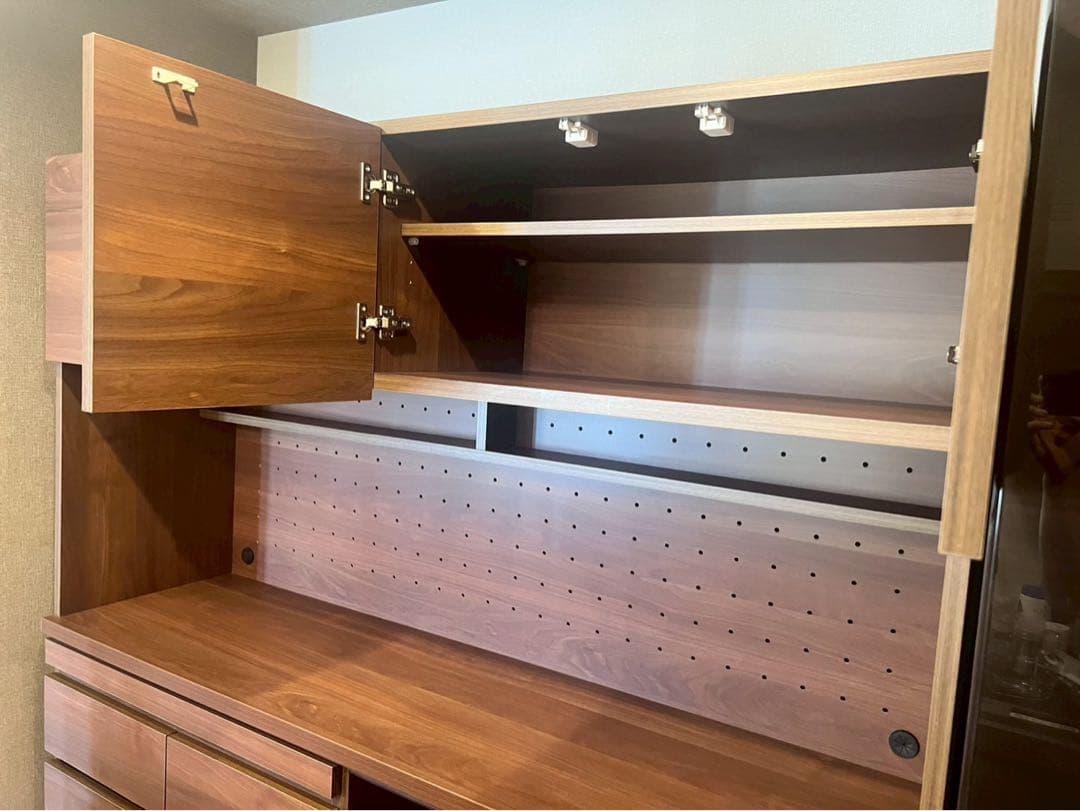 白いkotori　LOWYA キッチンボード 幅160cm ウォールナット