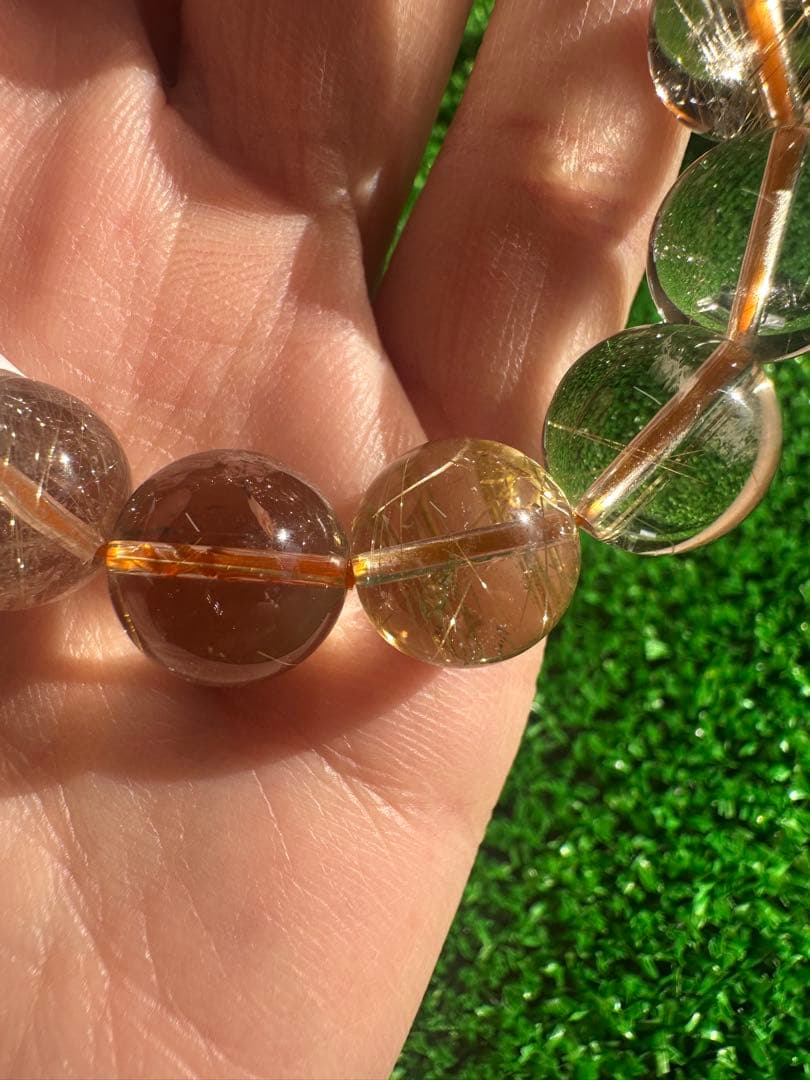 ルチルクォーツ ブレスレット（12mm・内周約17cm） クリスタルスタンド付き