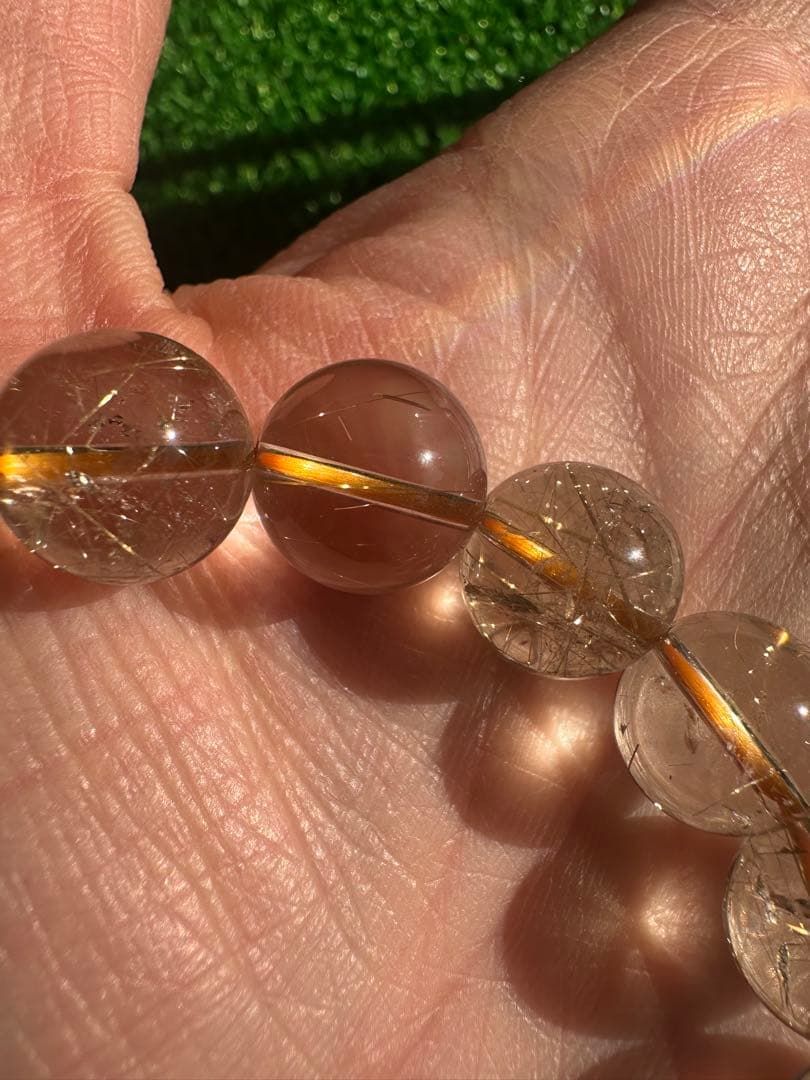 ルチルクォーツ ブレスレット（12mm・内周約17cm） クリスタルスタンド付き