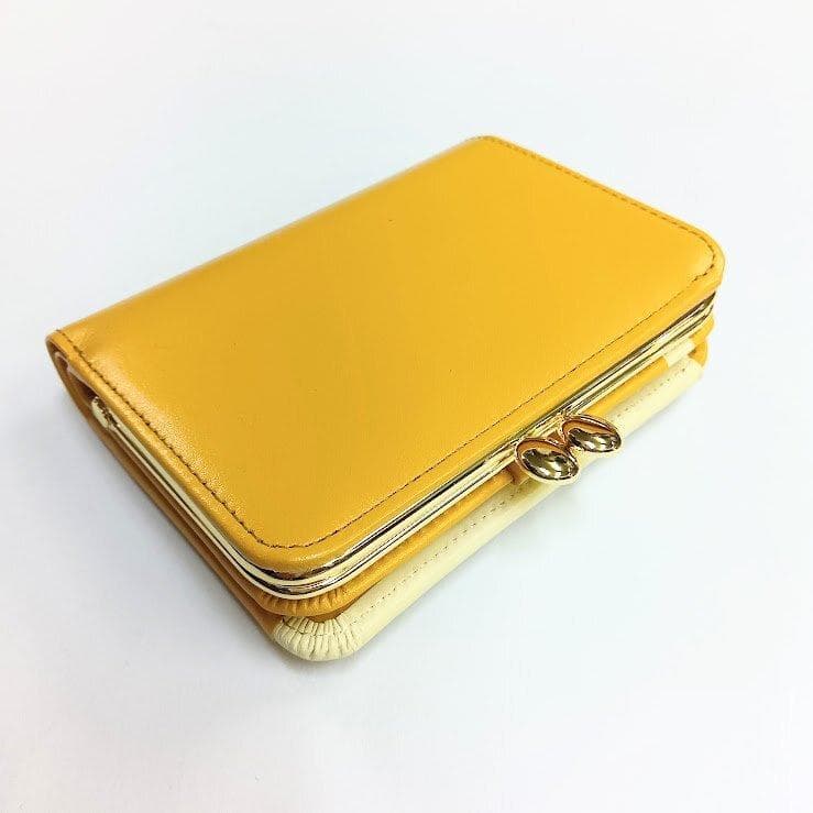 Kitamura/キタムラ★レザー・二折財布 がま口 キャメル