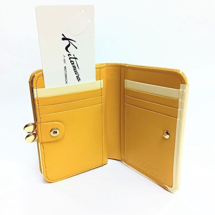 Kitamura/キタムラ★レザー・二折財布 がま口 キャメル