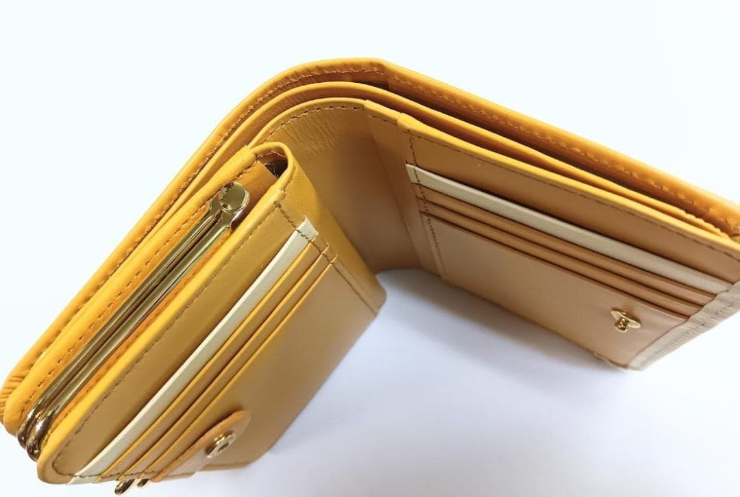 Kitamura/キタムラ★レザー・二折財布 がま口 キャメル