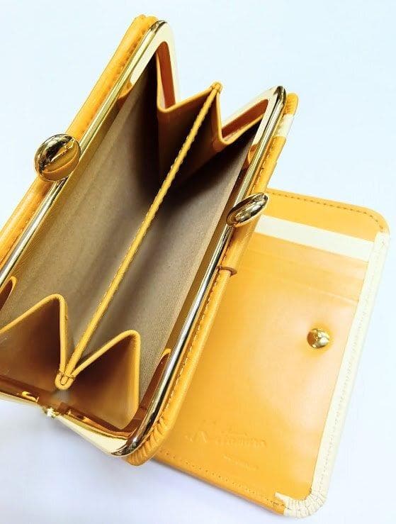 Kitamura/キタムラ★レザー・二折財布 がま口 キャメル