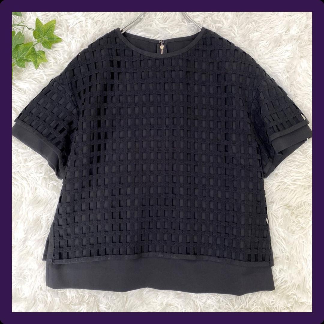 ★送料無料★✨ADORE アドーア　メッシュ レイヤード風 コットン ブラウス