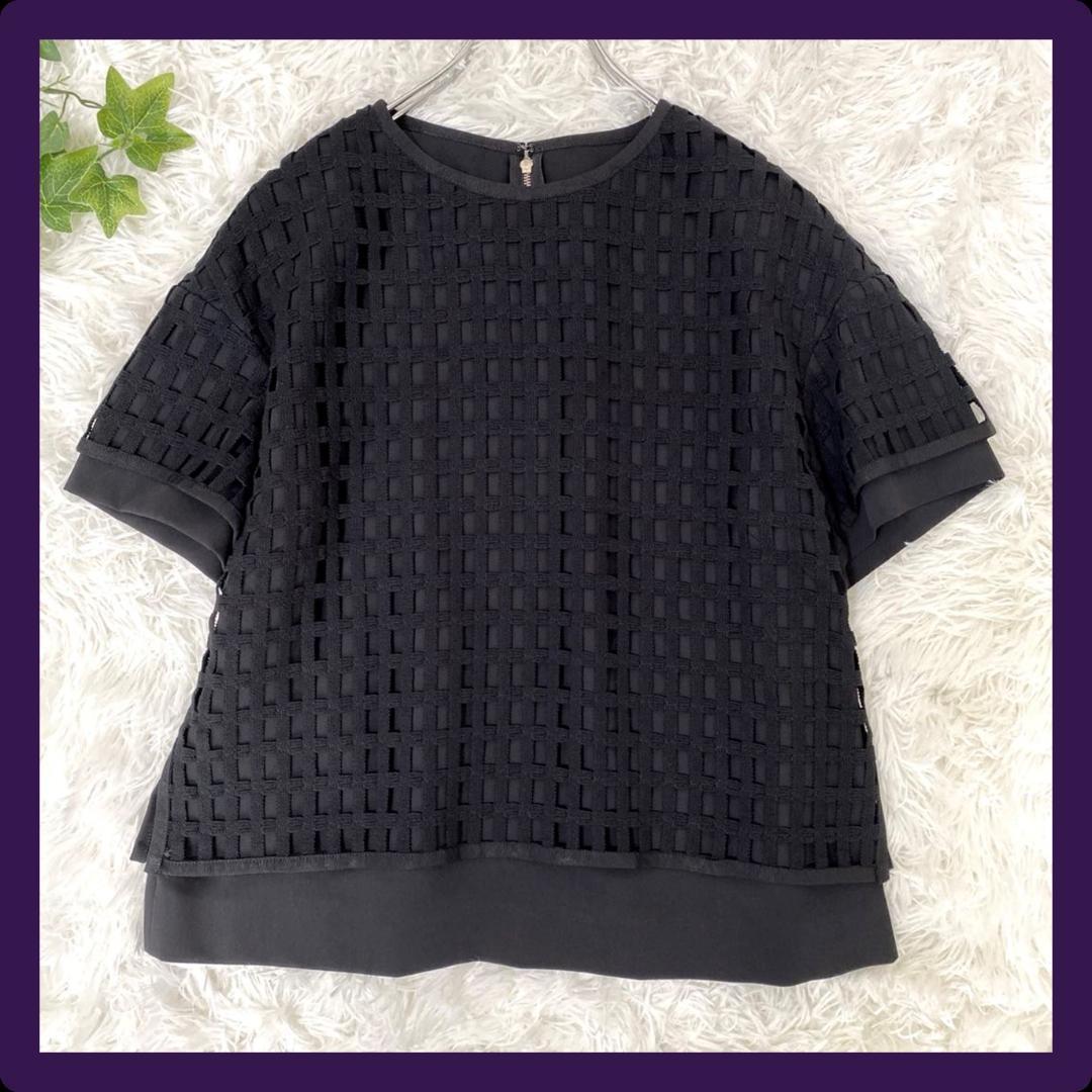 ★送料無料★✨ADORE アドーア　メッシュ レイヤード風 コットン ブラウス