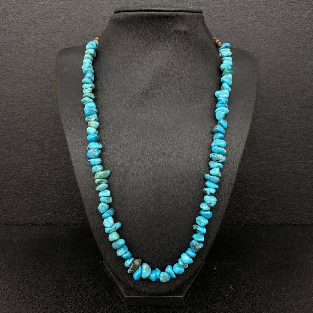 NAVAJO OLD シルバー 925 ターコイズ ビーズ ネックレス 55cm