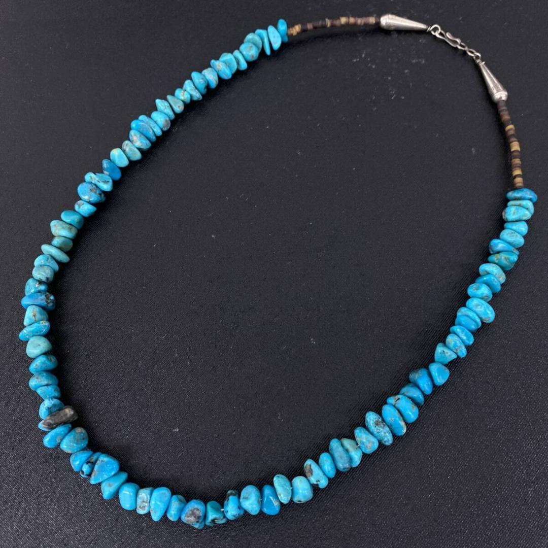 NAVAJO OLD シルバー 925 ターコイズ ビーズ ネックレス 55cm