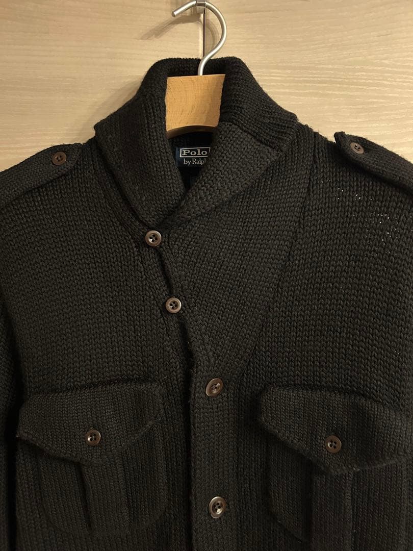 ラルフローレン　ニットカーディガン　XL ブラック　ウール100%
