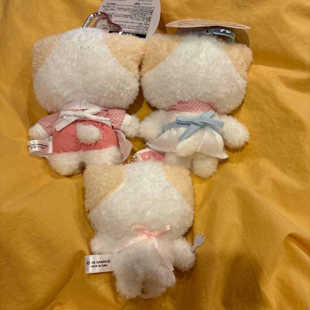 マシュマロみたいなふわふわにゃんこ カラビナ付きマスコットふるふるマスコット3点