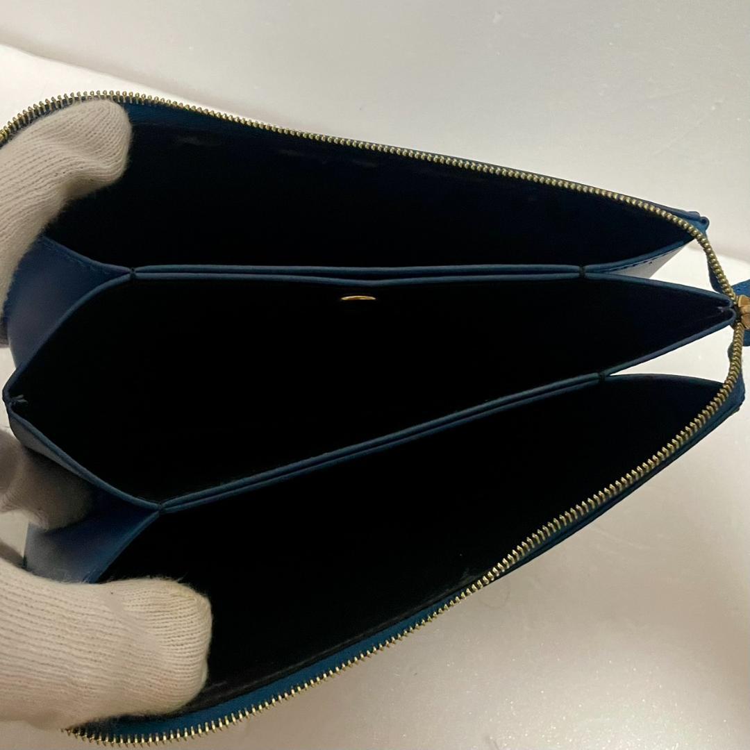 CÉLINE セリーヌ トリオ ポーチ クラッチ ブルー ラージ フィービー期